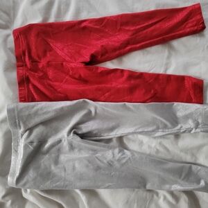 Red and Silver Kids Leggings Size 2T